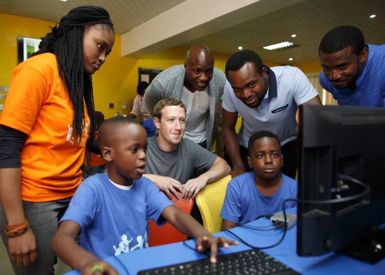 Mark Zuckerberg at a coding camp for kids in Yaba, Lagos